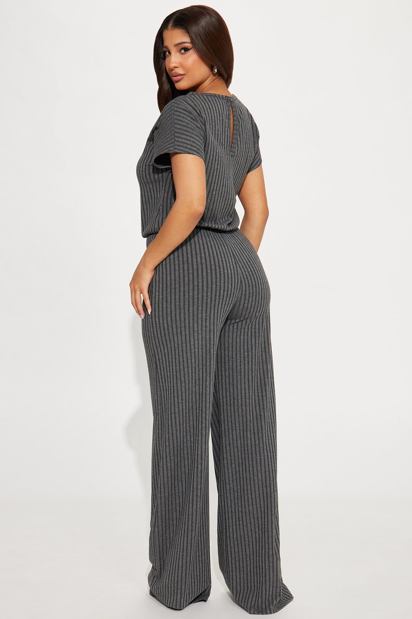 Too Little Too Late Ribbed Jumpsuit - Charcoal sold by Fashion Nova product image thumbnail 3
