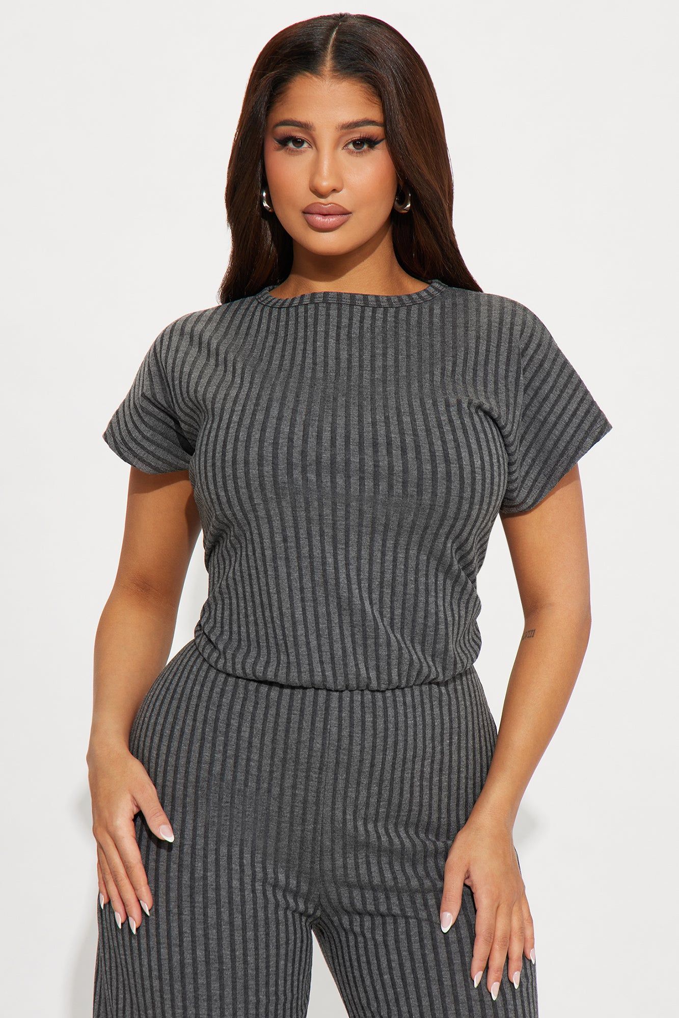 Too Little Too Late Ribbed Jumpsuit - Charcoal sold by Fashion Nova product image thumbnail 2