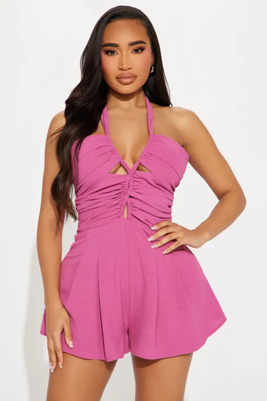 Let's Runaway Romper - Raspberry sold by Fashion Nova