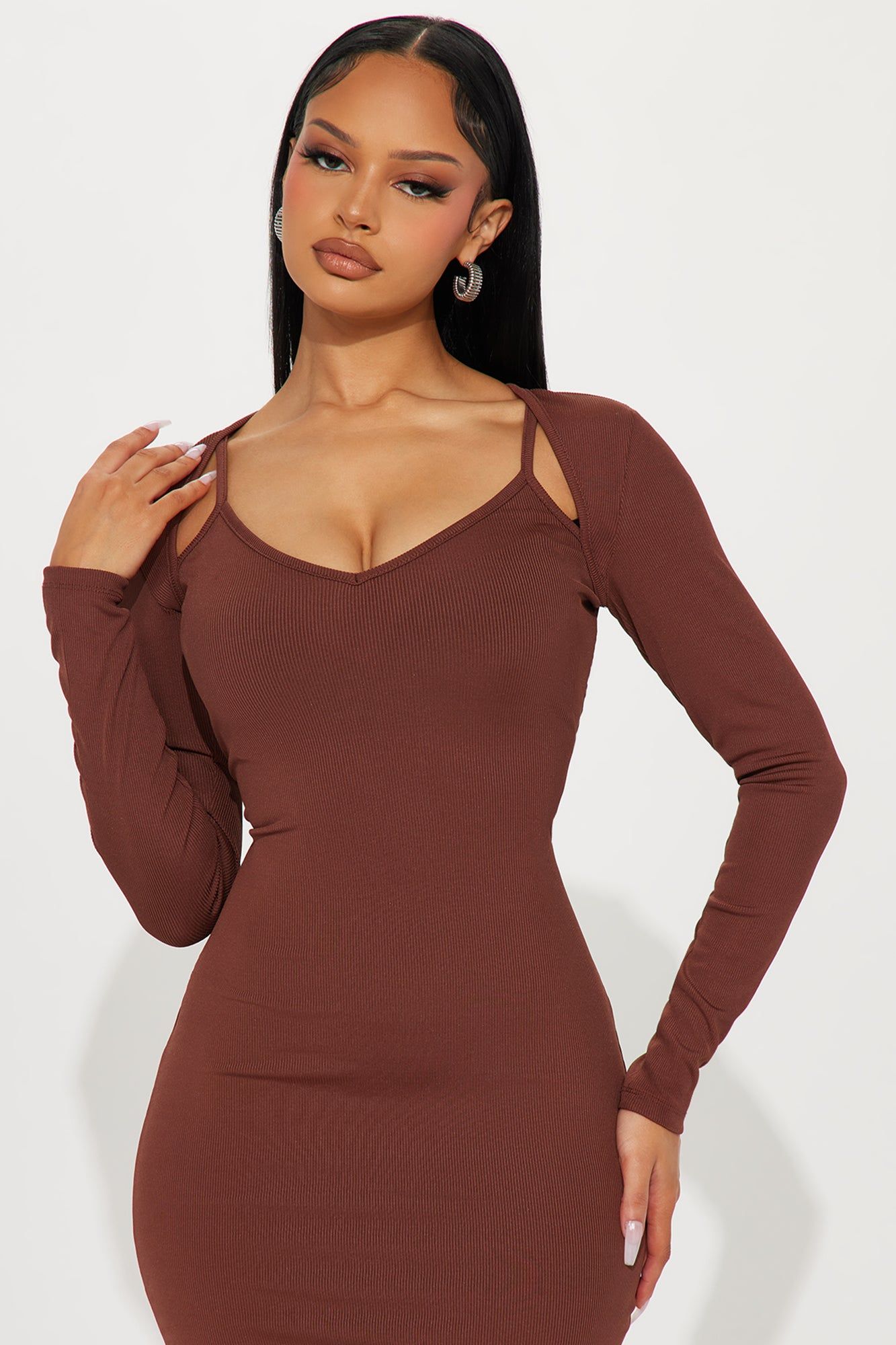 Chloe Ribbed Midi Dress - Mocha sold by Fashion Nova product image thumbnail 2