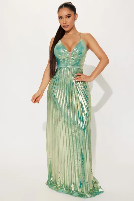 Linnea Metallic Gown - Sage sold by Fashion Nova