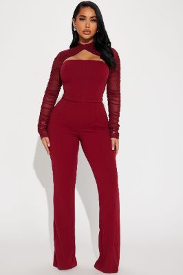 Do It For You Jumpsuit  - Burgundy sold by Fashion Nova