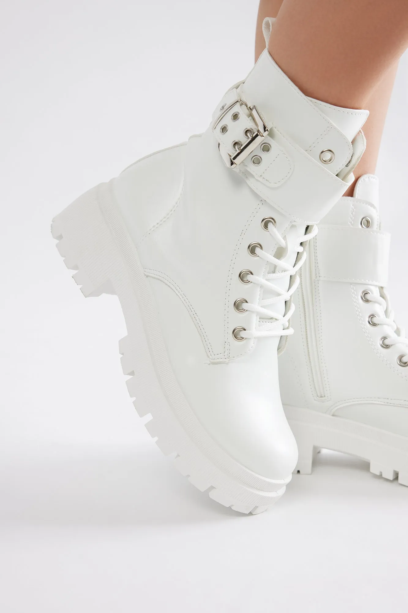 Tory Combat Boots - White sold by Fashion Nova product image thumbnail 3