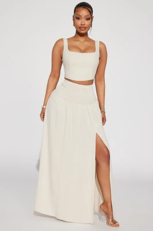 Layla Linen Maxi Skirt - Tan sold by Fashion Nova