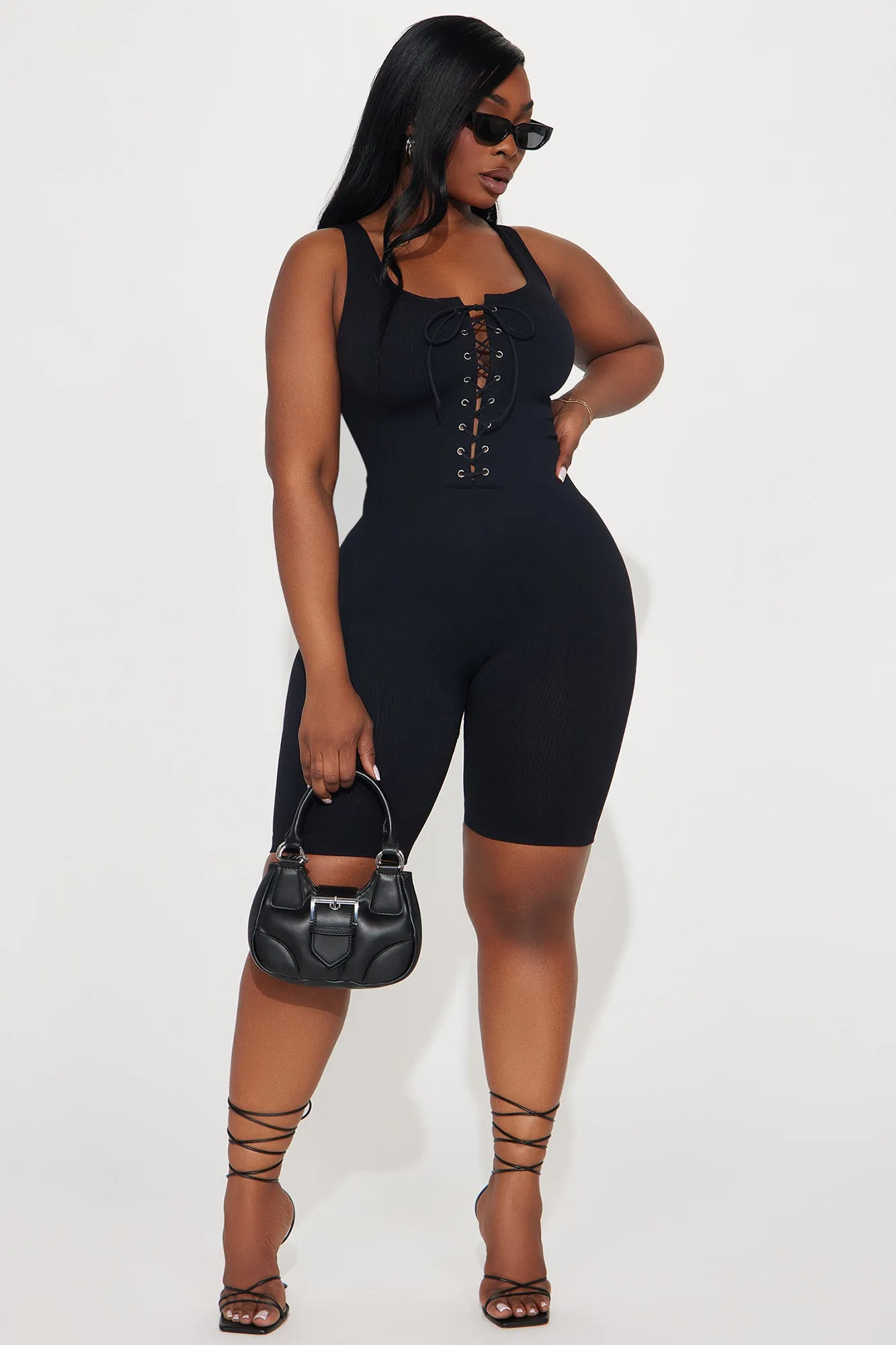 Lounge Over Heels Ribbed Romper - Black sold by Fashion Nova product image thumbnail 4