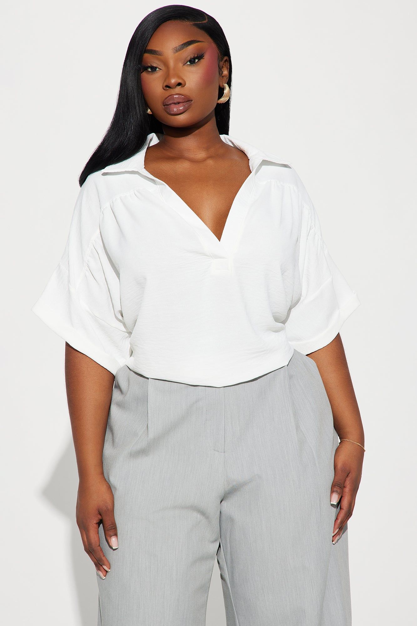 Breezy Day Blouse Top - White sold by Fashion Nova product image thumbnail 4