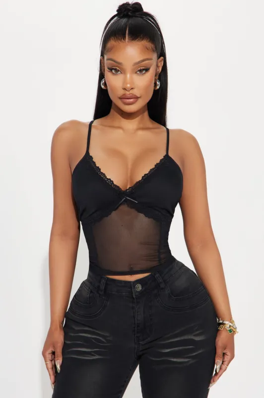 Regina Lace Mesh Top - Black sold by Fashion Nova