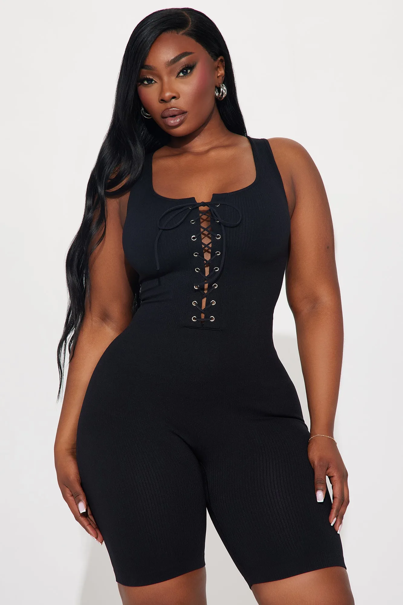 Lounge Over Heels Ribbed Romper - Black sold by Fashion Nova product image thumbnail 5