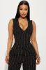 Heidy Pinstripe Vest Pant Set - Black sold by Fashion Nova