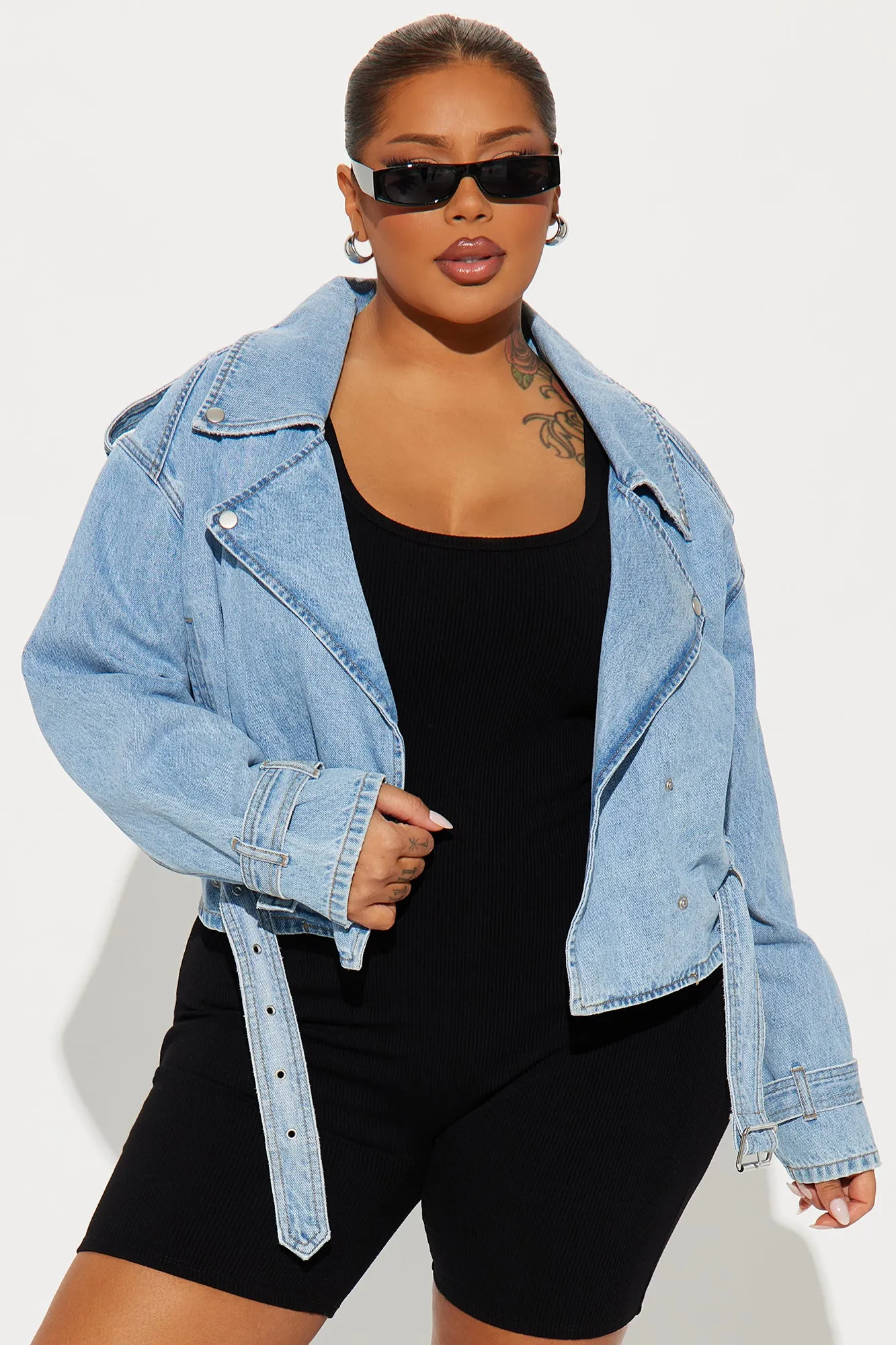 Bouncing Back Denim Biker Jacket - Light Wash sold by Fashion Nova product image thumbnail 4