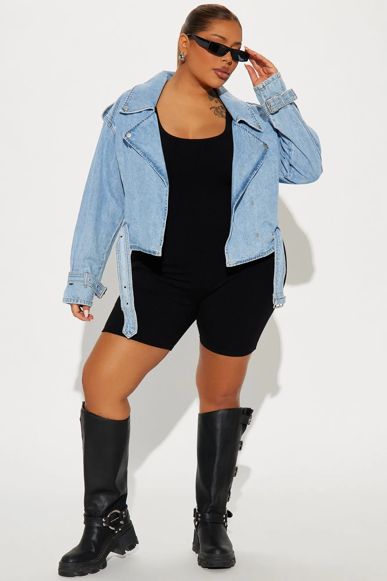 Bouncing Back Denim Biker Jacket - Light Wash sold by Fashion Nova product image thumbnail 5