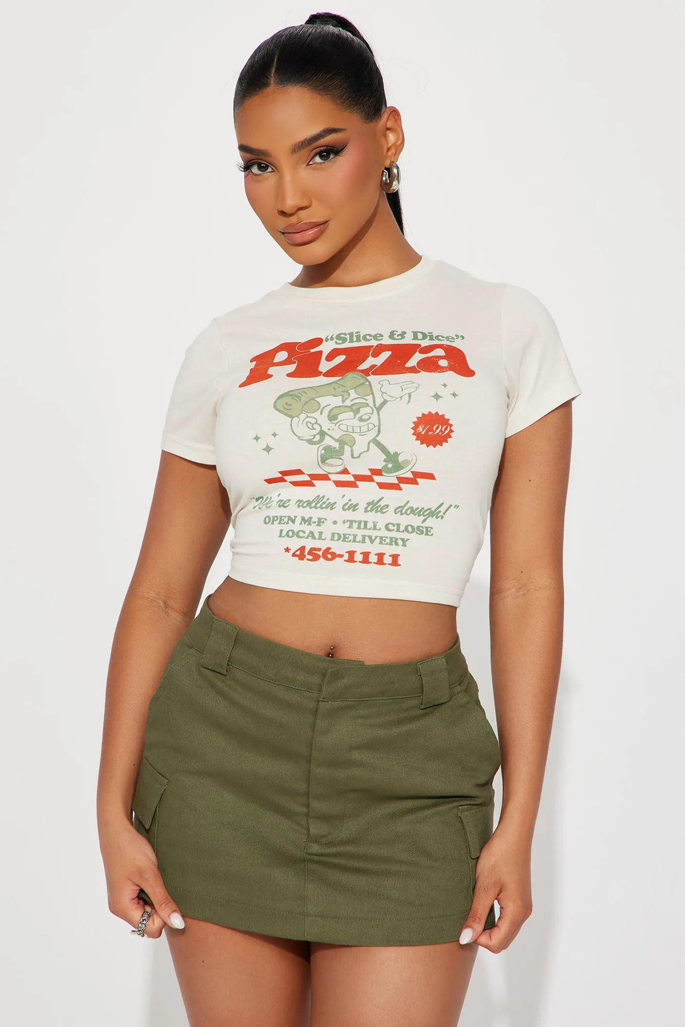 Slice & Dice Pizza Tee - Beige sold by Fashion Nova