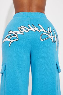 Rep My City Brooklyn Wide Leg Cargo Pant - Blue sold by Fashion Nova