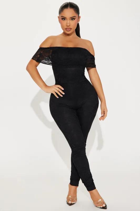 Could Be Loved Lace Jumpsuit - Black sold by Fashion Nova