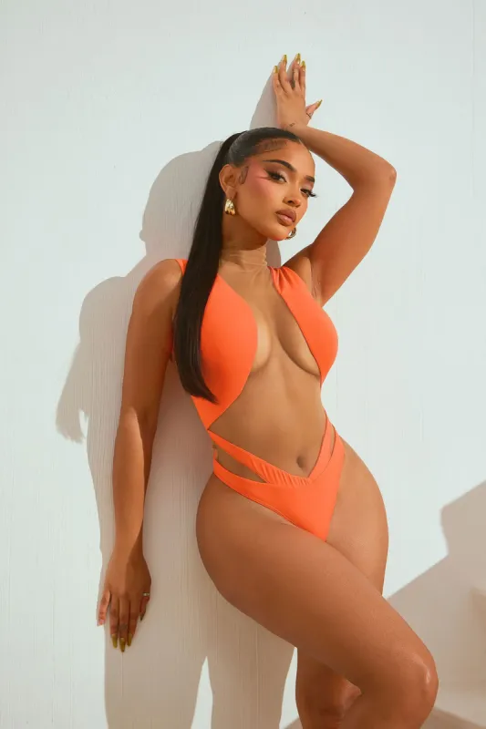 Island Illusions Sheer One Piece Swimsuit - Orange sold by Fashion Nova