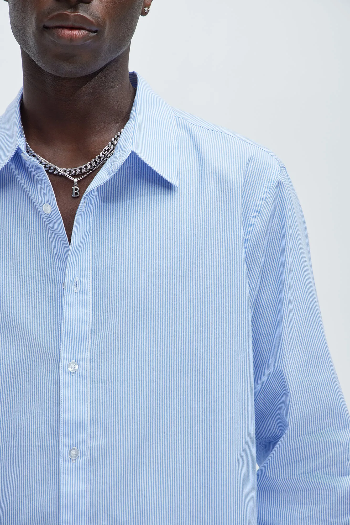 Oxford Stripe Shirt - Blue sold by Fashion Nova product image thumbnail 3