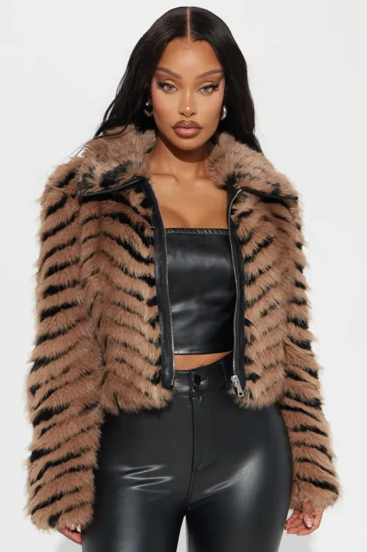 All Caught Up Faux Fur Coat - Brown sold by Fashion Nova