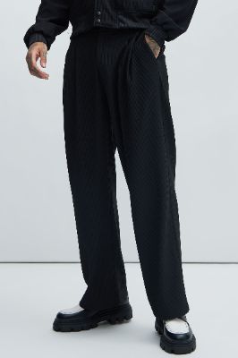 Show Up Pleated Loose Trouser Pants - Black sold by Fashion Nova