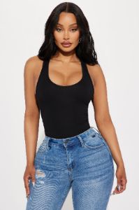 Kourt Racerback Bodysuit - Black sold by Fashion Nova