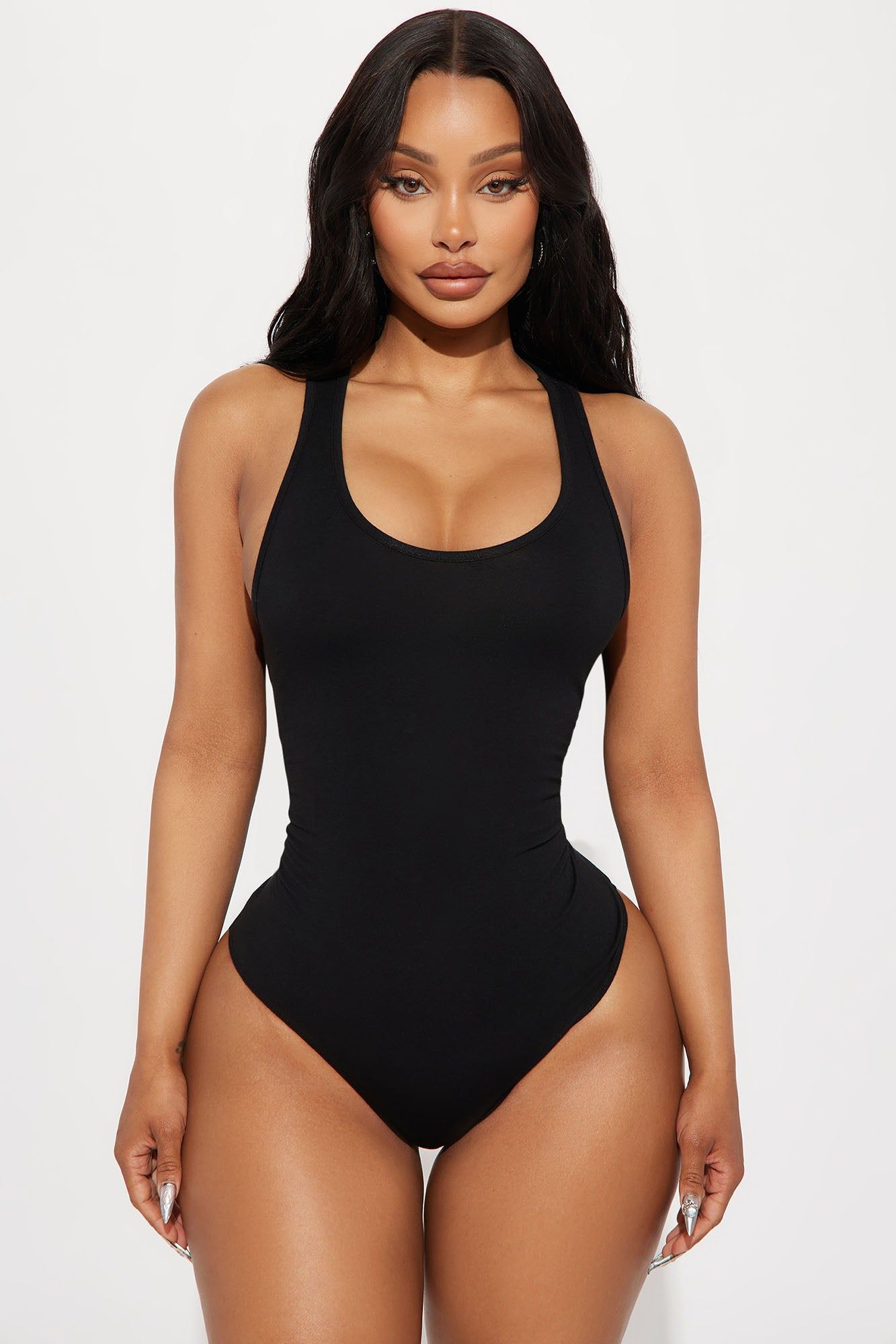 Kourt Racerback Bodysuit - Black sold by Fashion Nova