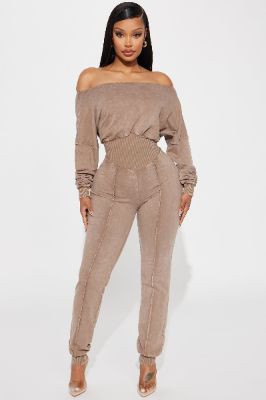 Can't Lose Jumpsuit - Taupe sold by Fashion Nova