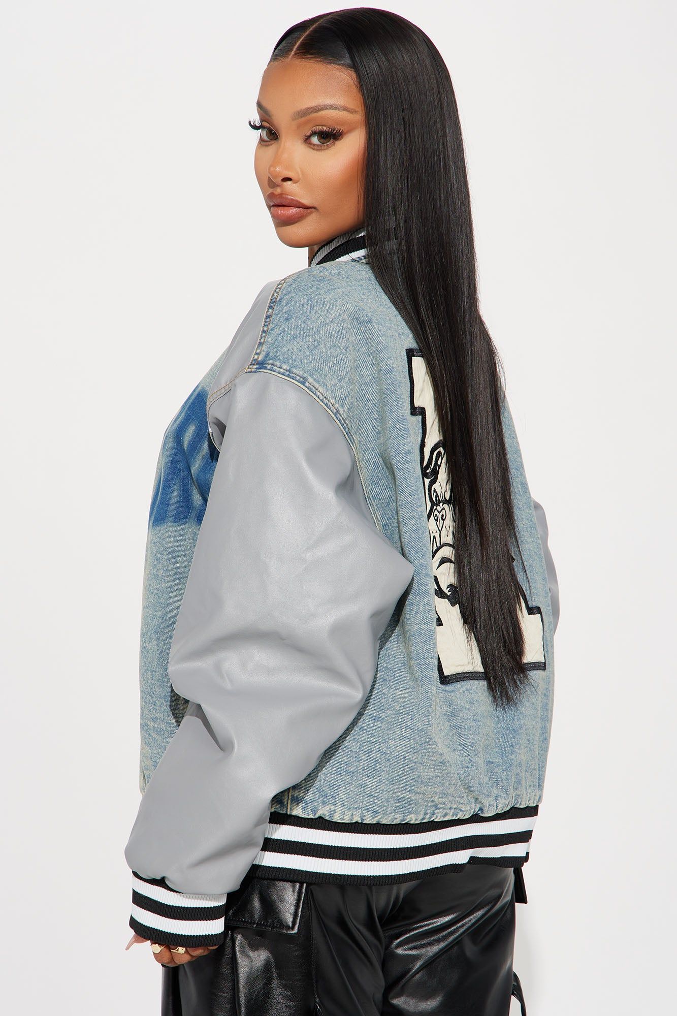 New York Team Varsity Jacket - Light Wash sold by Fashion Nova product image thumbnail 4