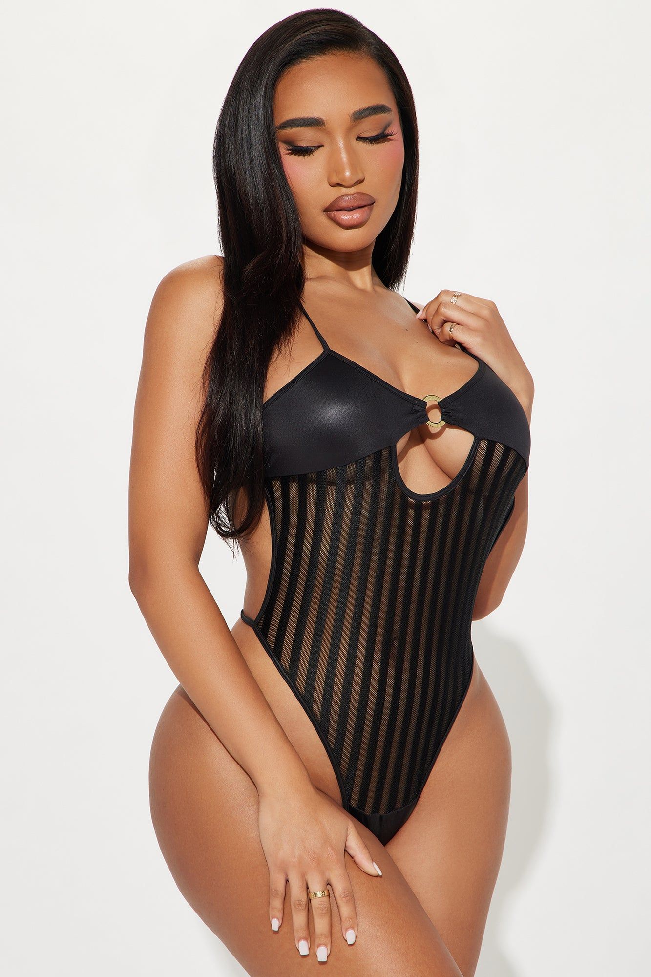 Best Behavior Mesh Teddy - Black sold by Fashion Nova