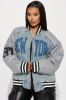 New York Team Varsity Jacket - Light Wash sold by Fashion Nova