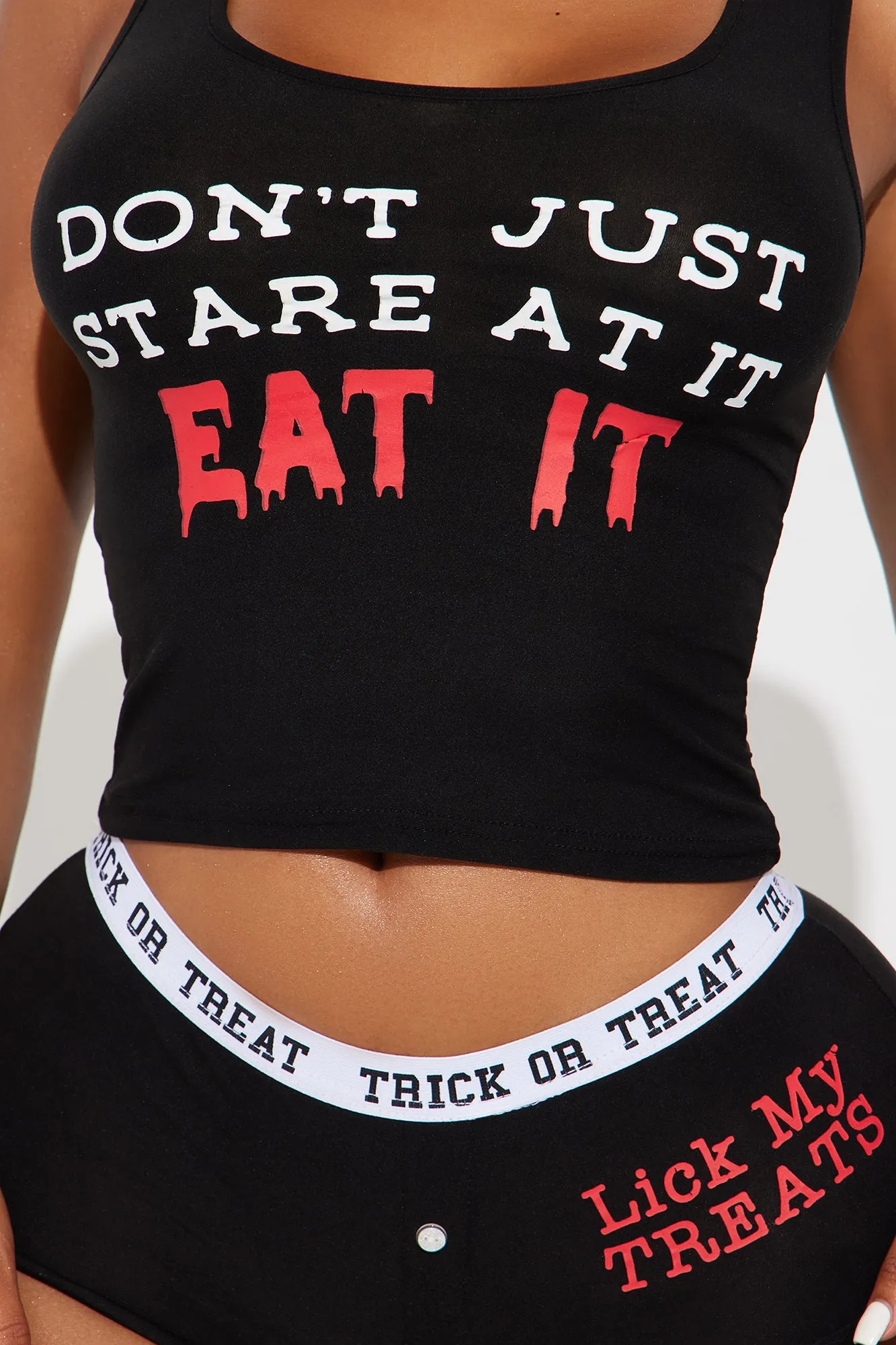 Don't Just Stare At It Halloween PJ Set - Black/combo sold by Fashion Nova product image thumbnail 3