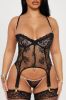 Loving Gaze Lace Bustier 2 Piece Set - Black sold by Fashion Nova