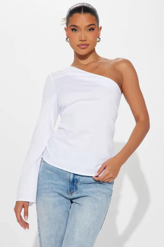 Willow Poplin Blouse Top - White sold by Fashion Nova