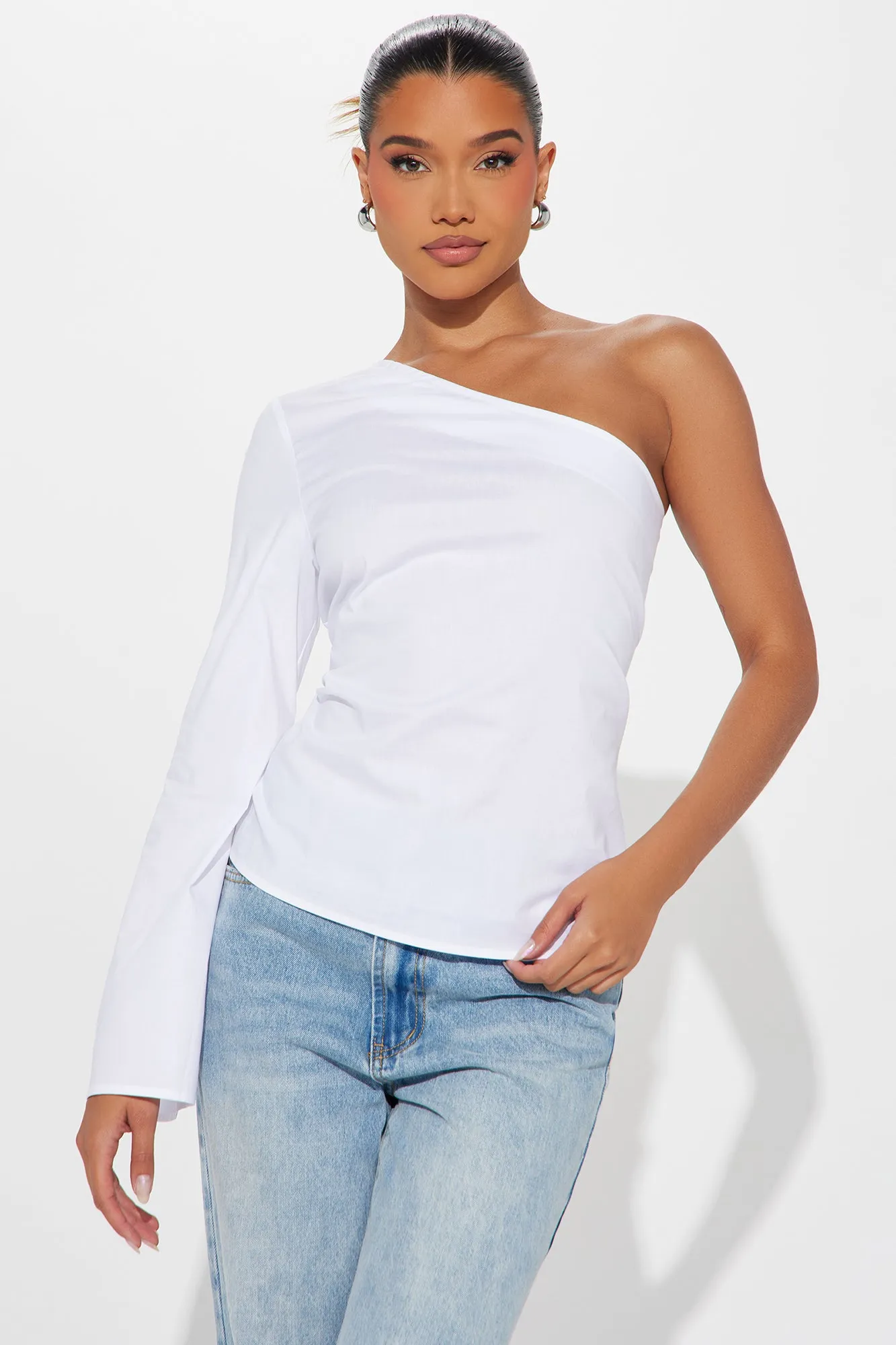 Willow Poplin Blouse Top - White sold by Fashion Nova