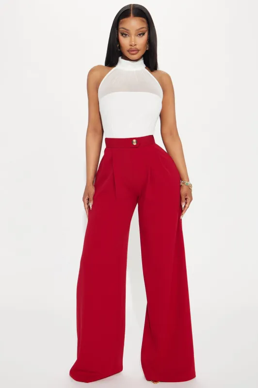 What Matters Most Wide Leg Trouser - Red sold by Fashion Nova