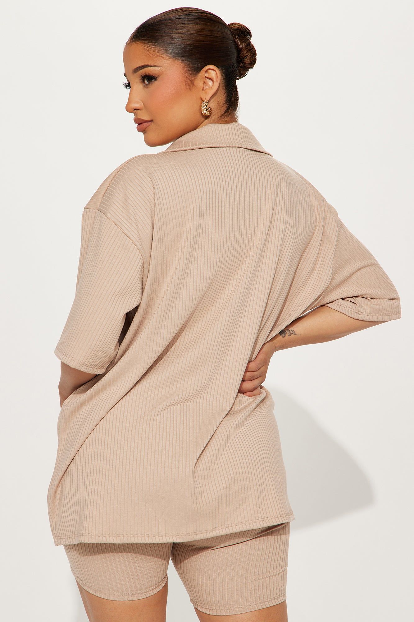 The Thrill Of It Ribbed Short Set - Taupe sold by Fashion Nova product image thumbnail 3