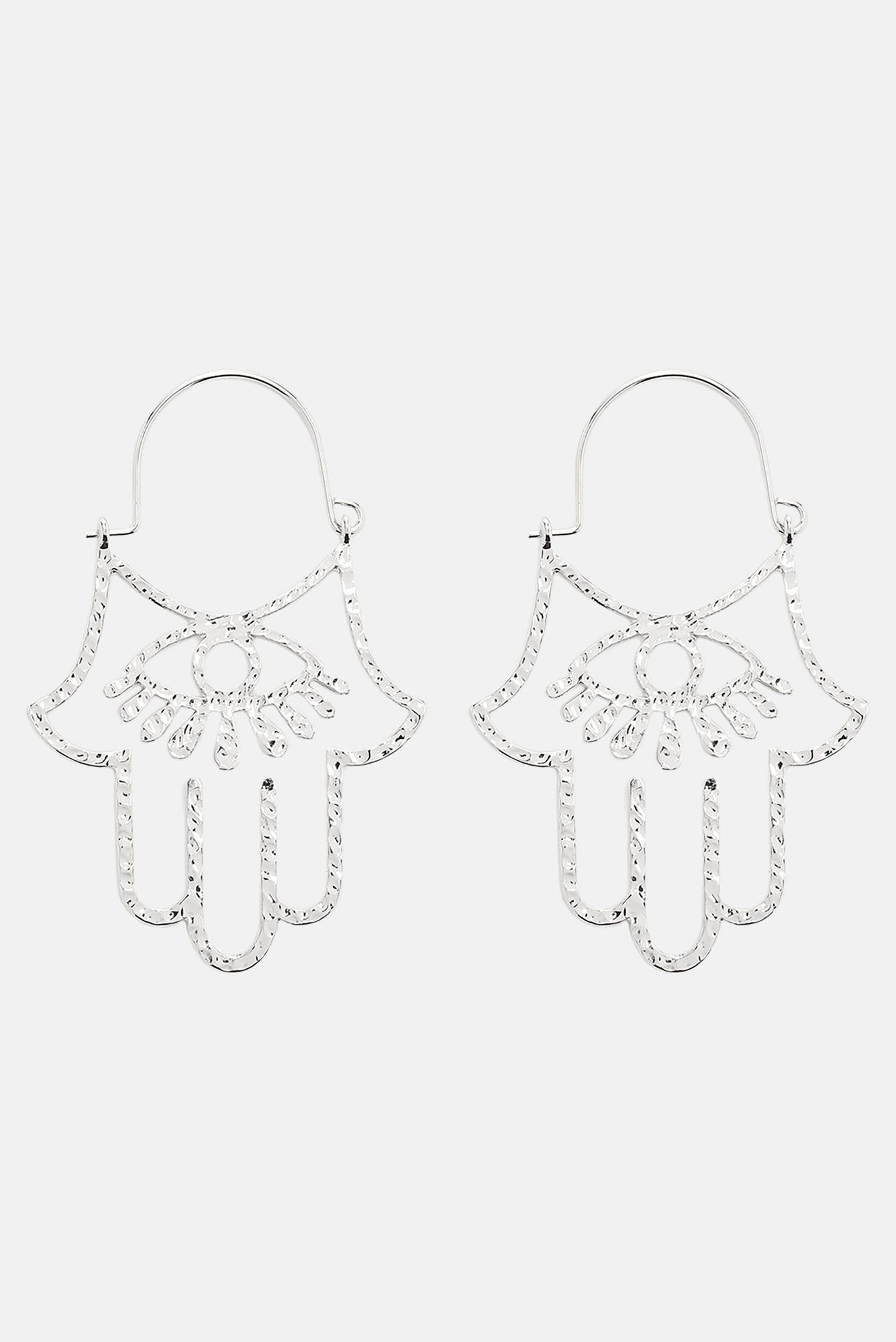 Hamsa Hand Earrings - Silver sold by Fashion Nova product image thumbnail 3