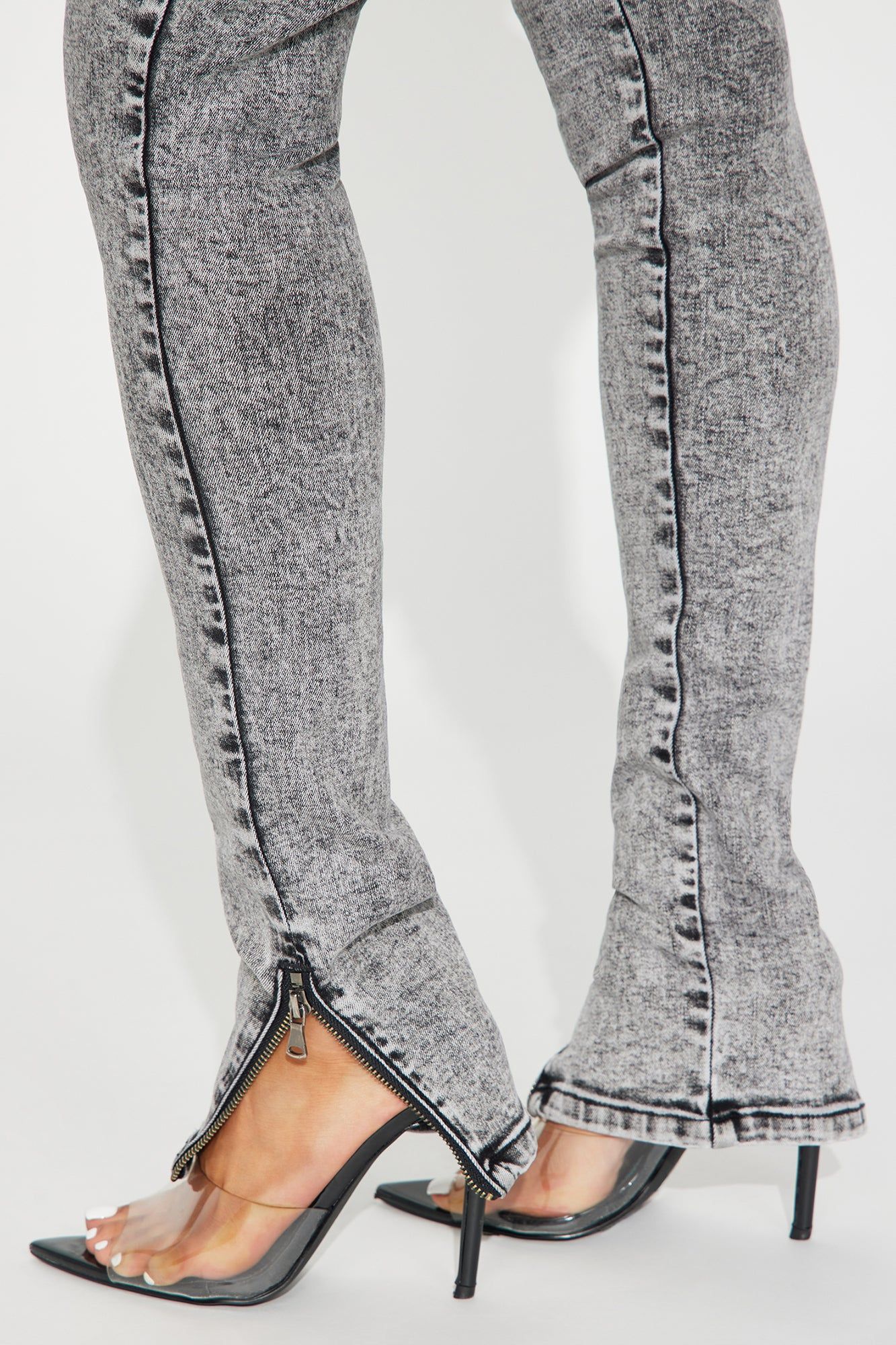 Moto Madness Stretch Skinny Jeans - Acid Wash Grey sold by Fashion Nova product image thumbnail 3