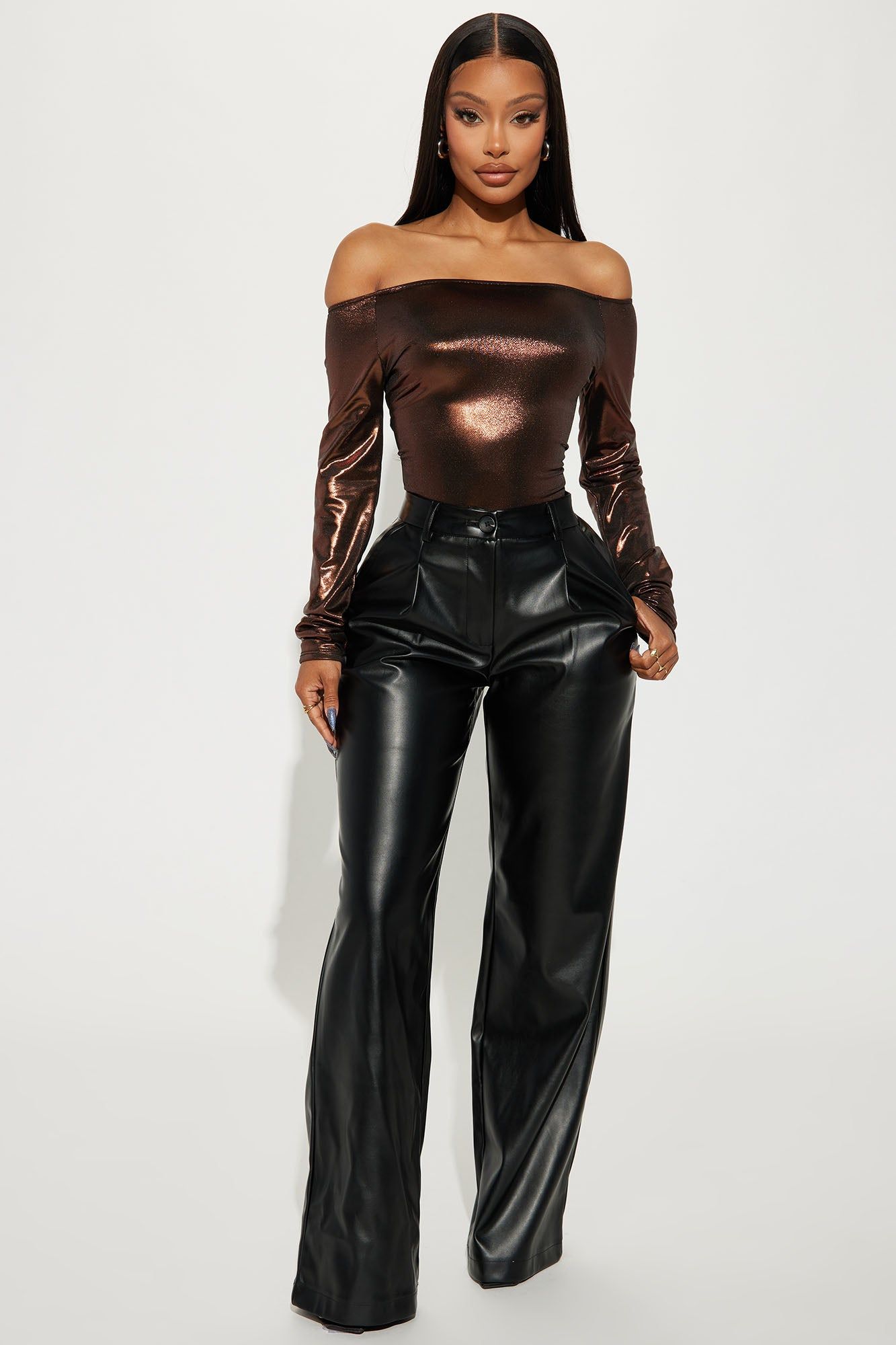 Doing Better Metallic Bodysuit - Rose Gold sold by Fashion Nova product image thumbnail 2