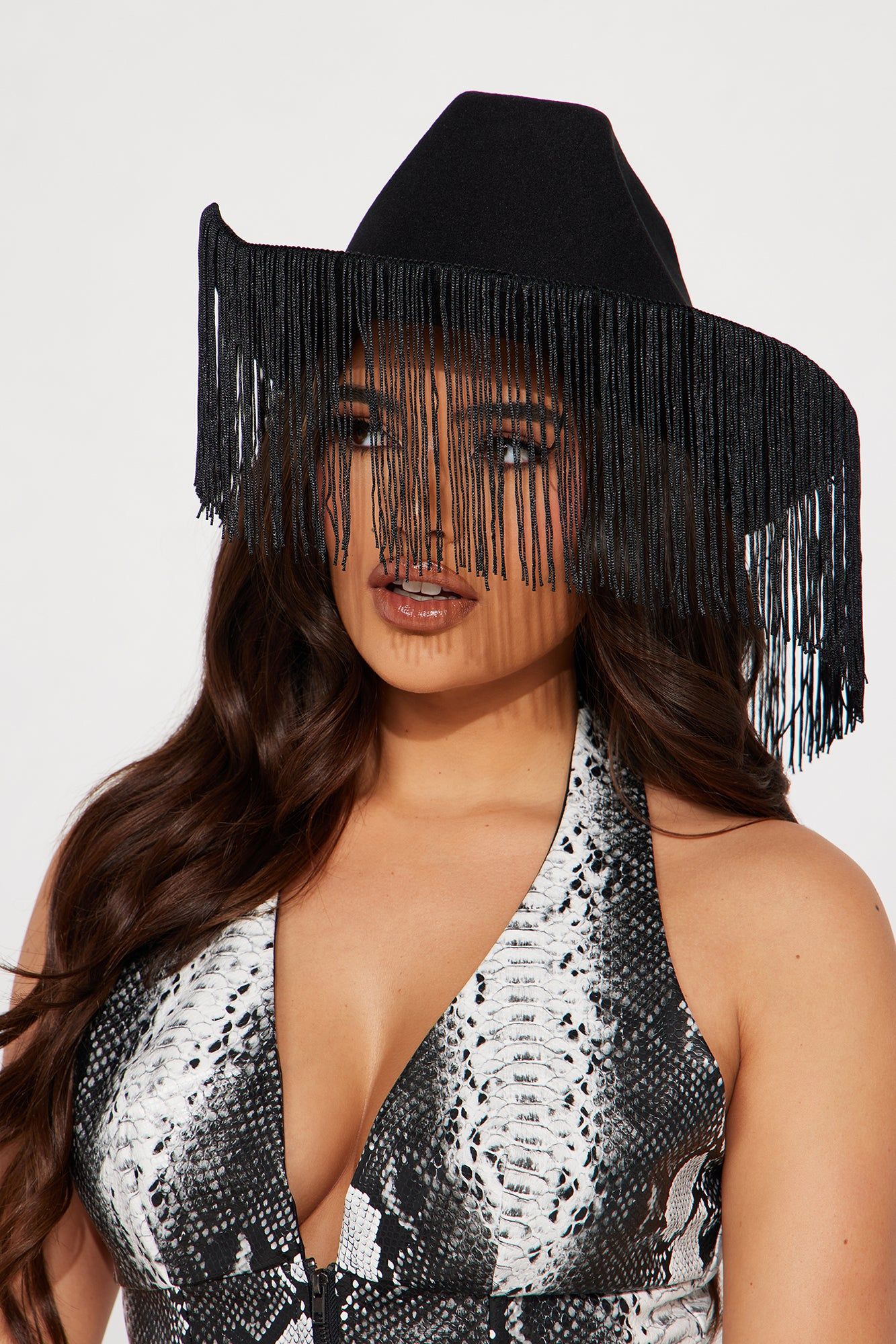 Fringe Babe Cowboy Hat - Black sold by Fashion Nova