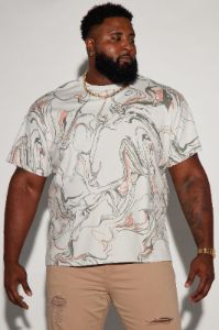 All Marble Short Sleeve Tee - White/combo sold by Fashion Nova