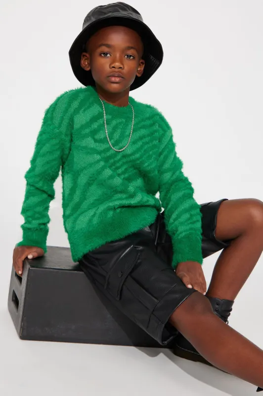 Mini Textured Crewneck Sweater - Green sold by Fashion Nova