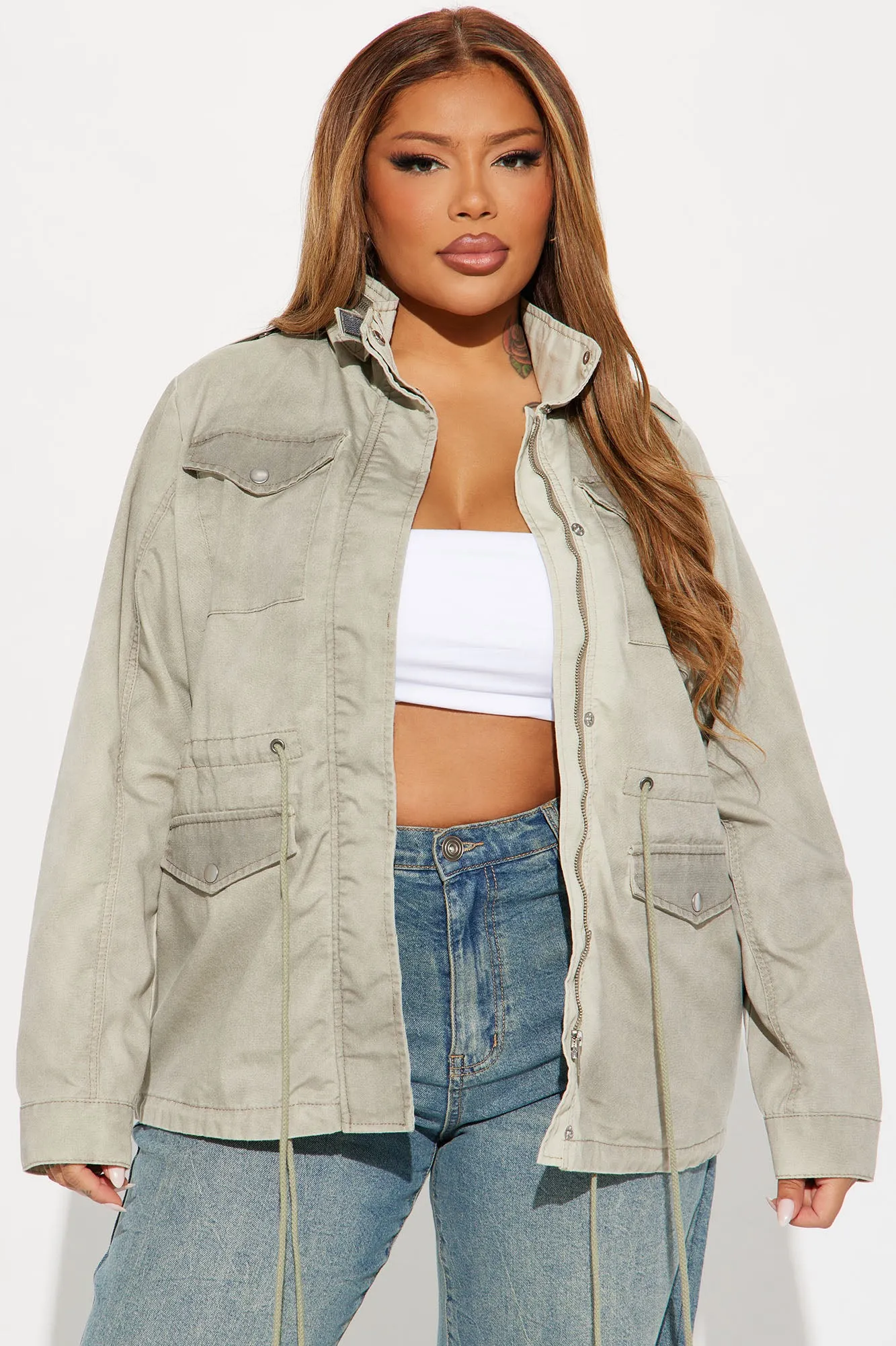 Leveled Up Washed Anorak - Olive sold by Fashion Nova product image thumbnail 5