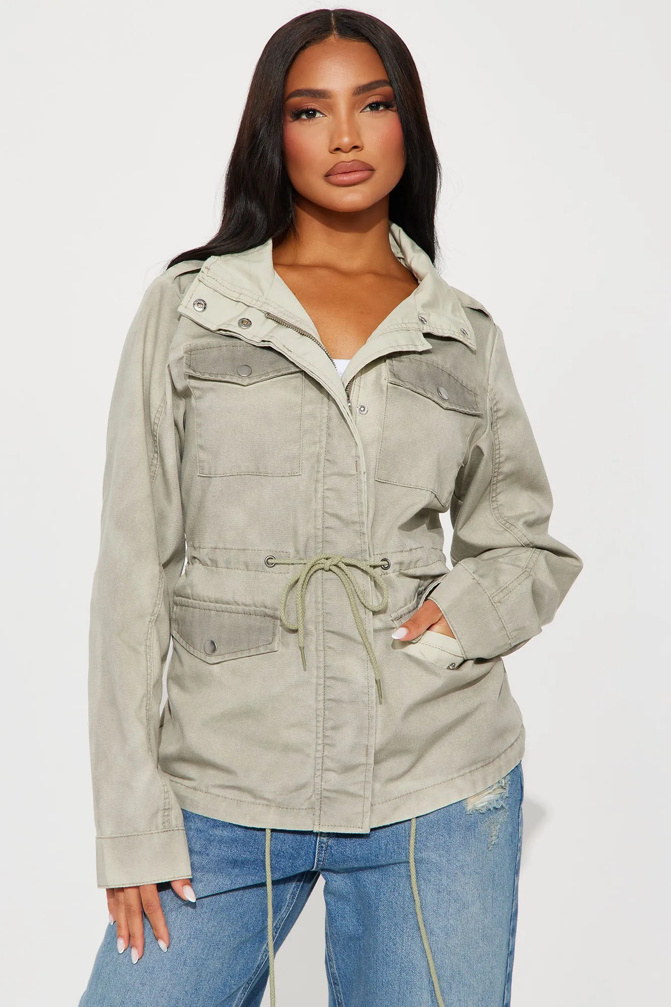 Leveled Up Washed Anorak - Olive sold by Fashion Nova product image thumbnail 3