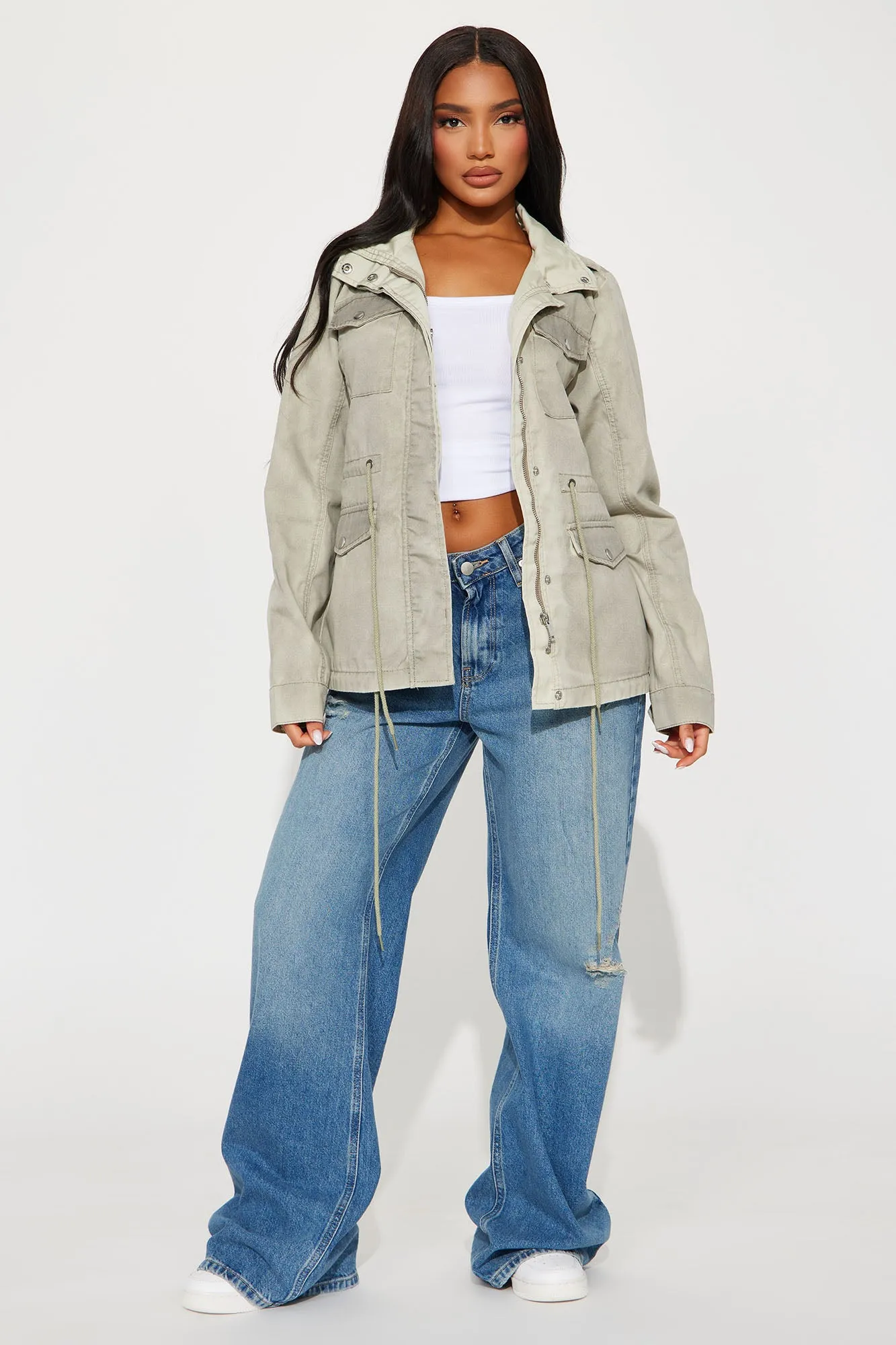 Leveled Up Washed Anorak - Olive sold by Fashion Nova product image thumbnail 2