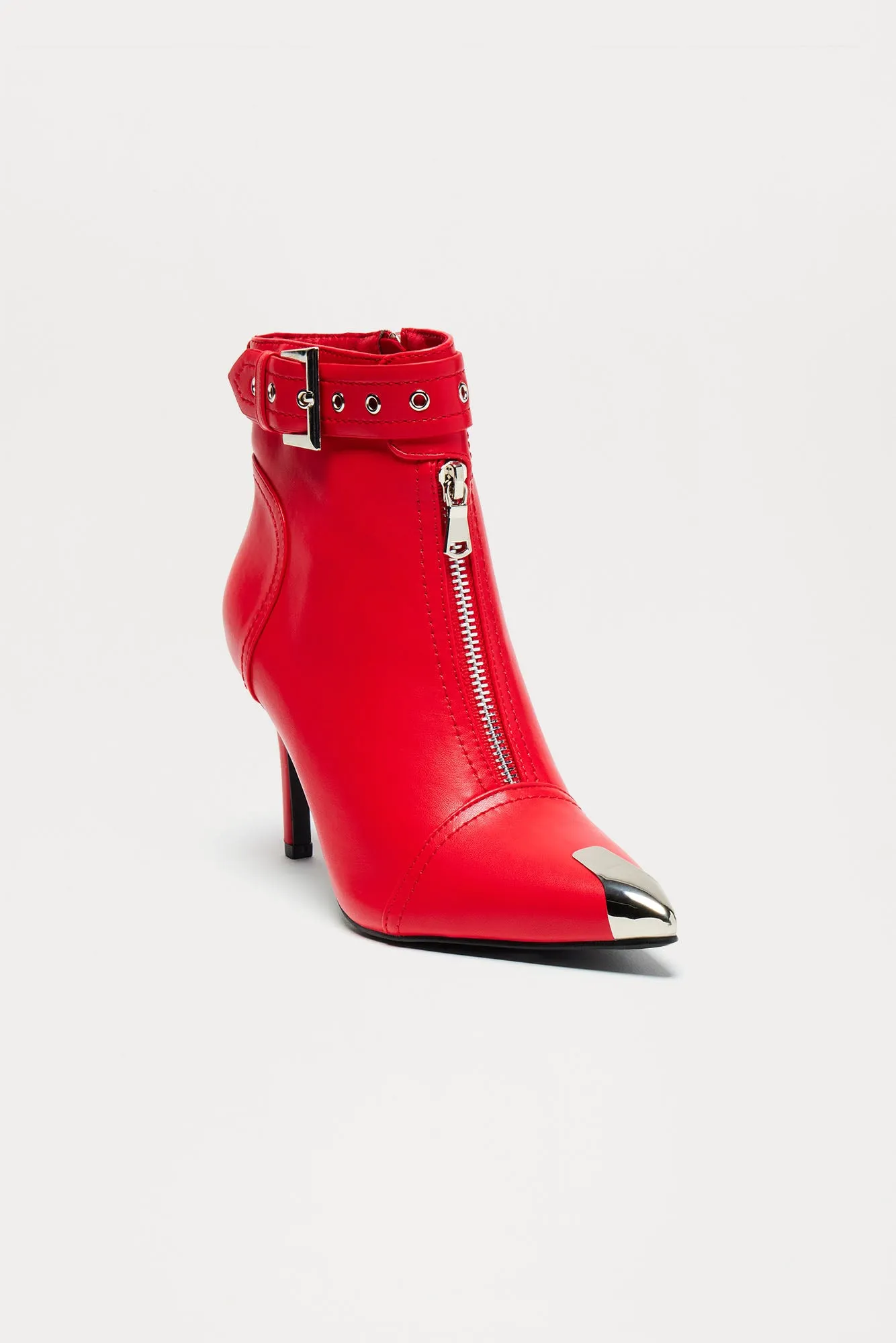 Never Tone Down Buckle Booties - Red sold by Fashion Nova product image thumbnail 3