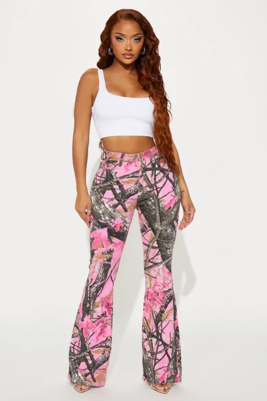 Open Season Stretch Flare Jeans - Hot Pink sold by Fashion Nova