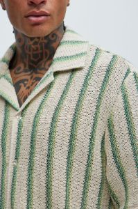 Peyton Textured Shirt - Green/combo sold by Fashion Nova