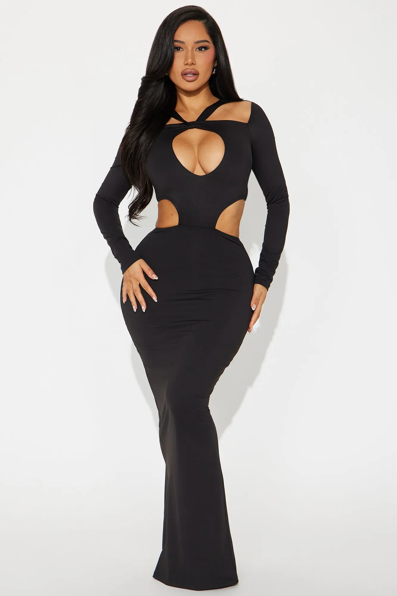 Melody Cut Out Maxi Dress - Black sold by Fashion Nova