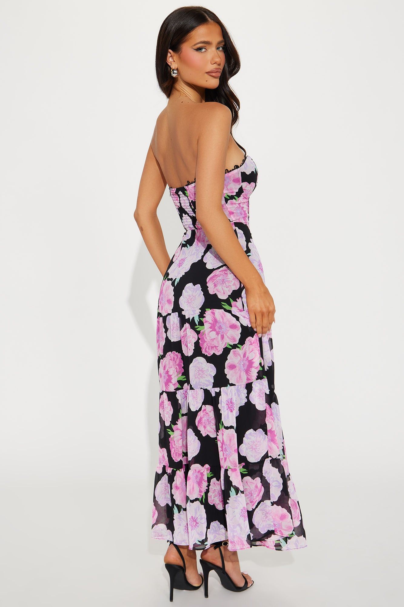 Like A Rose Chiffon Maxi Dress - Pink/combo sold by Fashion Nova product image thumbnail 3