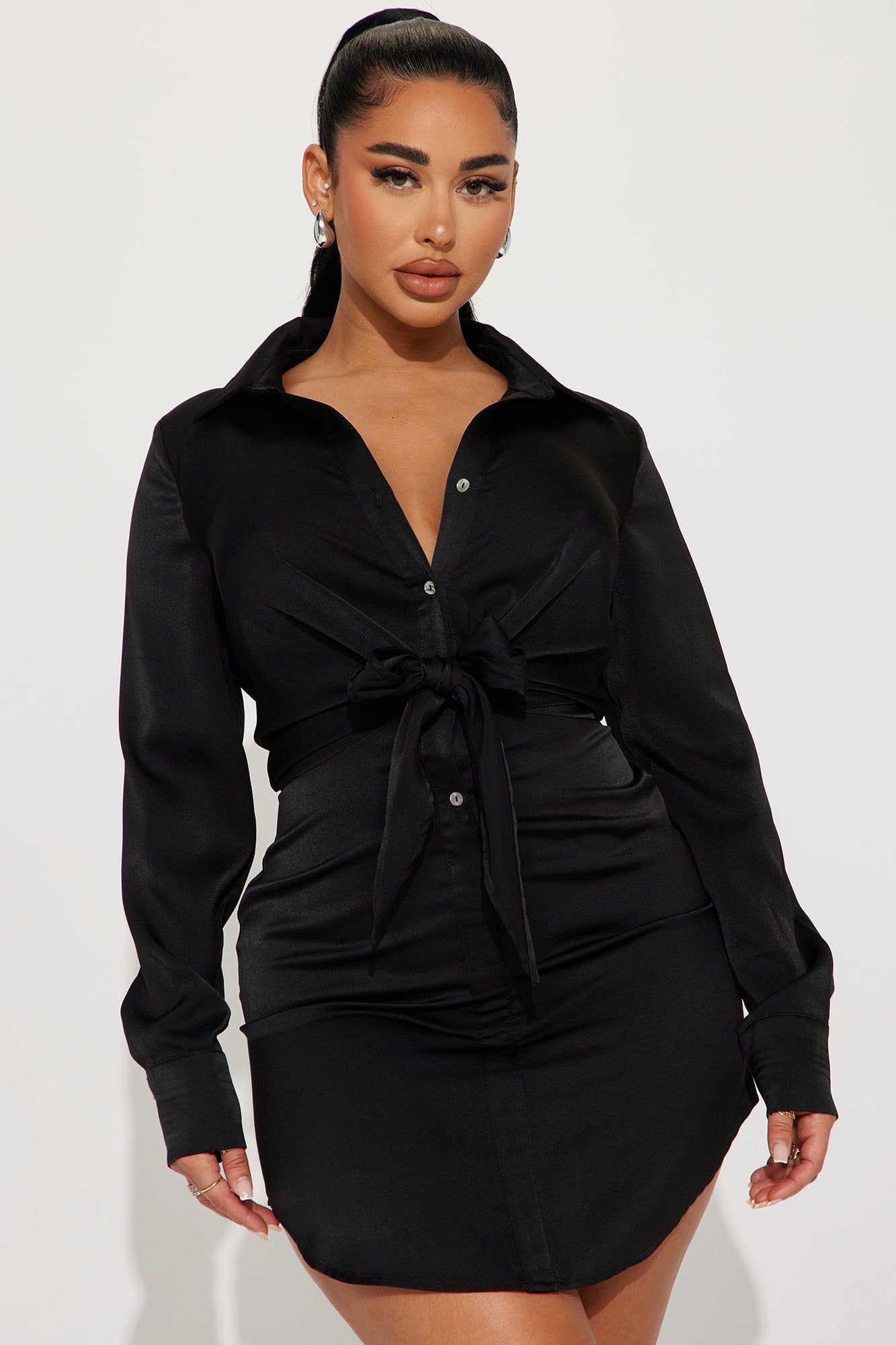 Ivanna Satin Mini Dress - Black sold by Fashion Nova