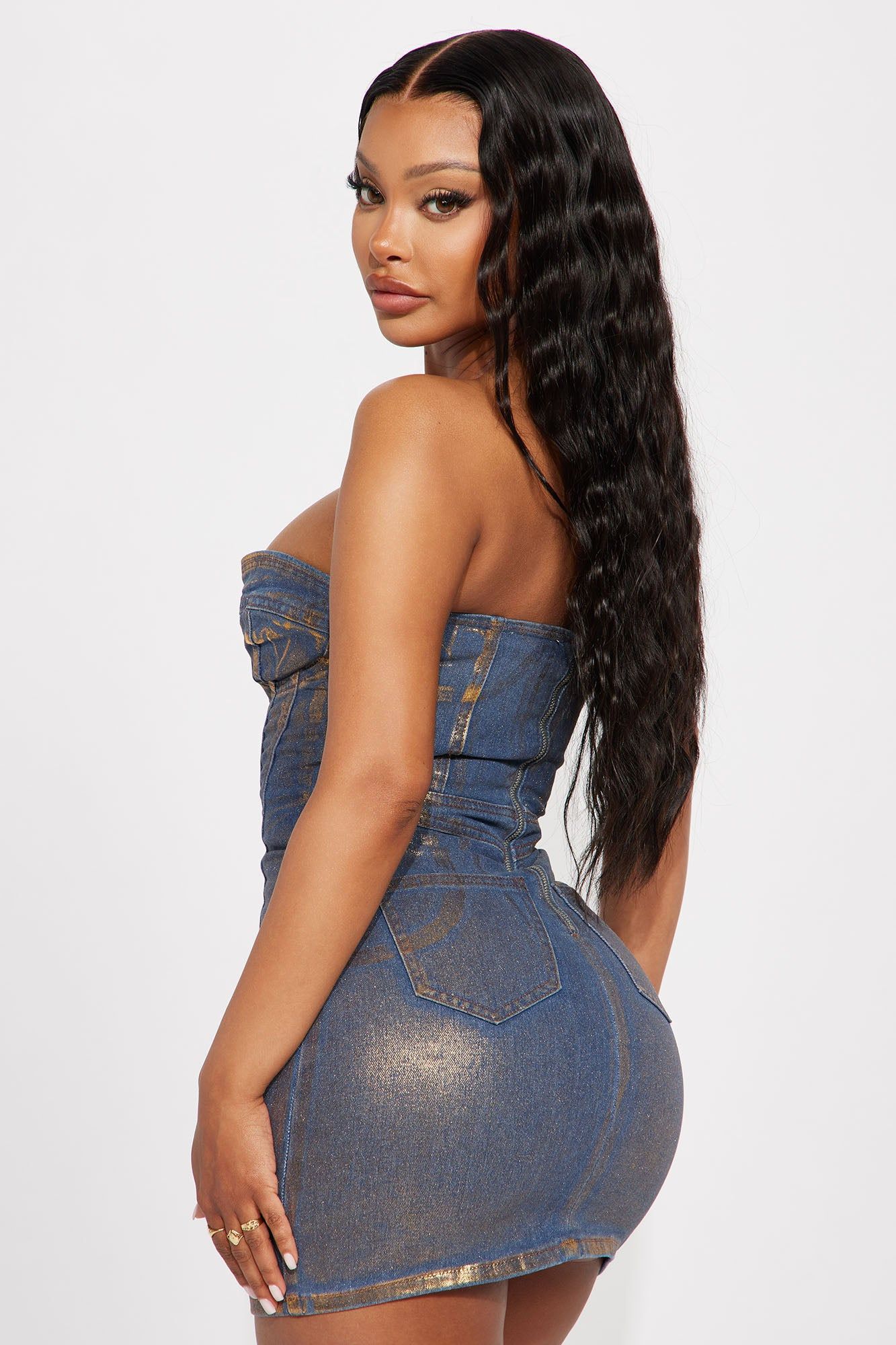 Diana Denim Mini Dress - Blue/combo sold by Fashion Nova product image thumbnail 3